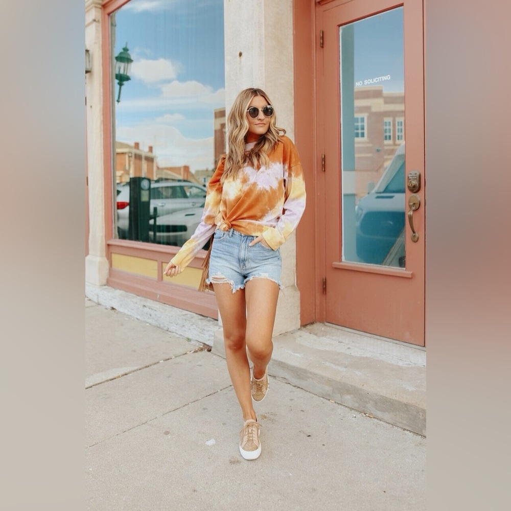 FREE PEOPLE We The Free Be Free Tie Dye Oversize Long Sleeve In Lilac Woods